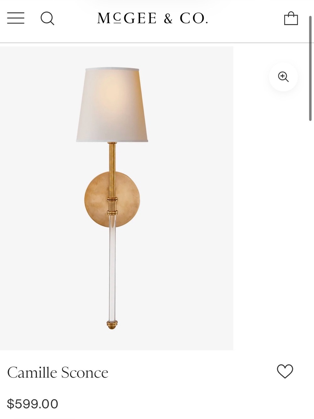 Camille Sconce Set in Brass (no shades)